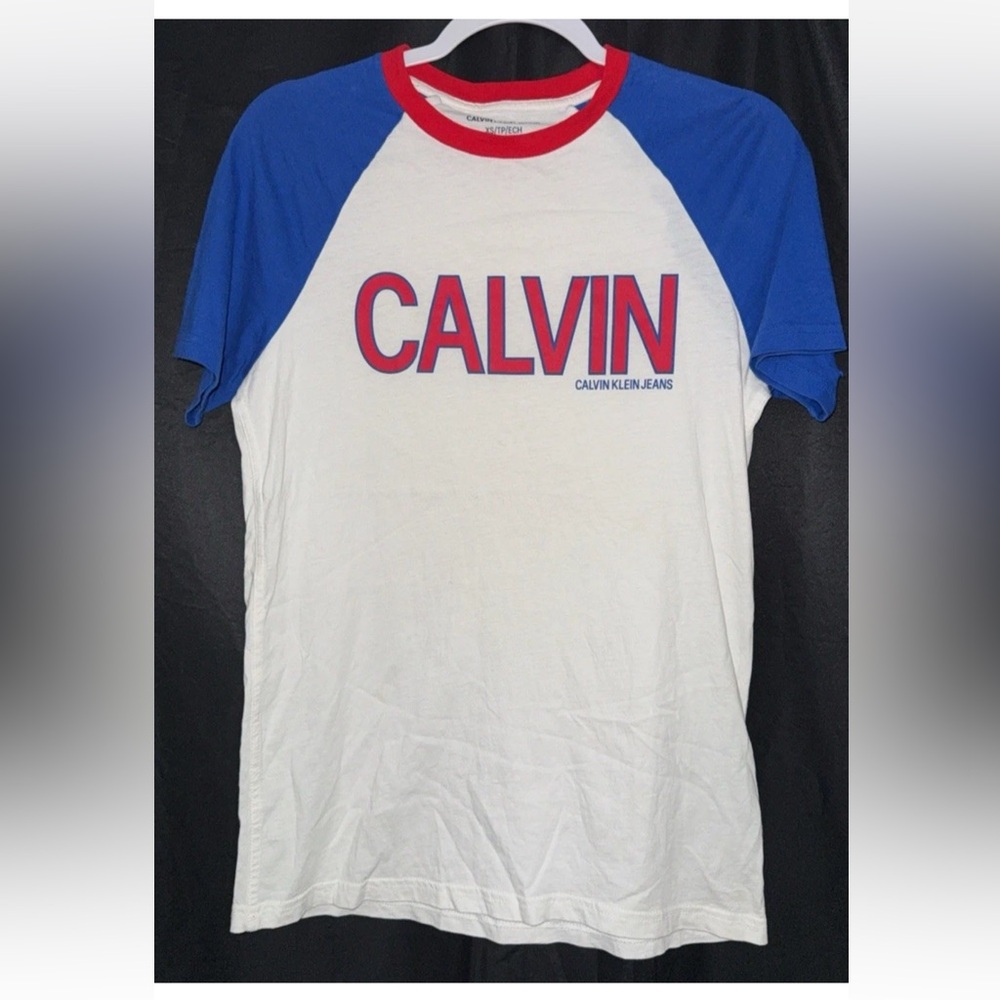 Calvin Klein Men's Blue and White Shirt